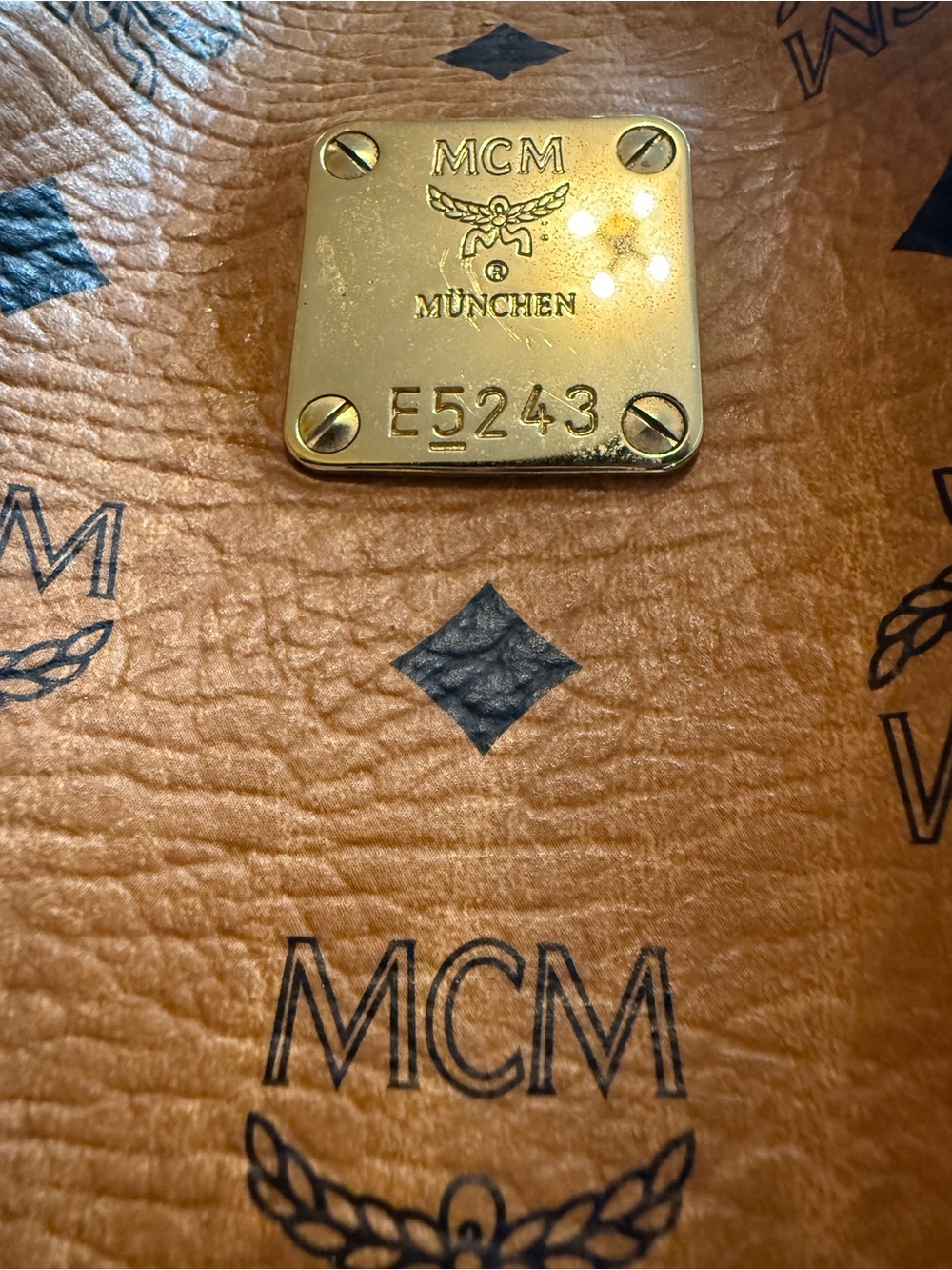 MCM Cognac Visetos Logo Shoulder Tote w/ COA - Picture 4 of 12
